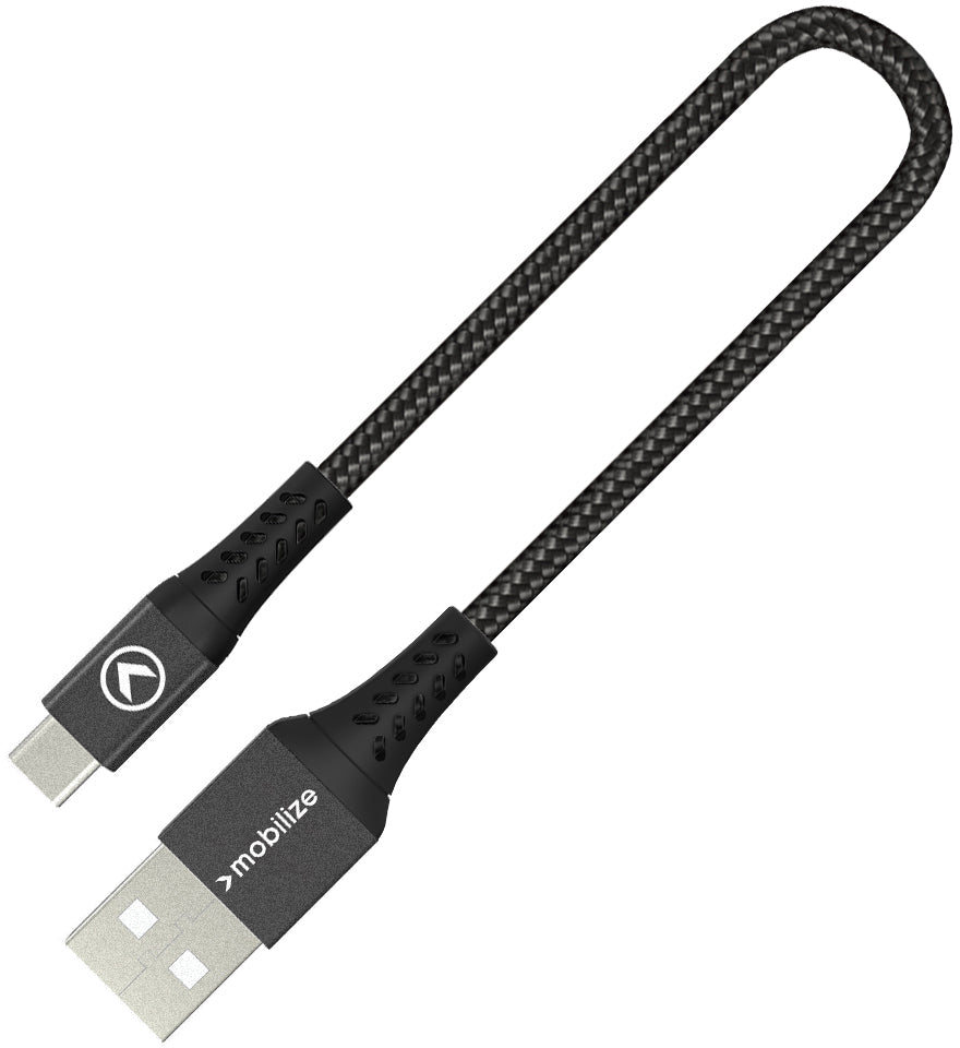 Mobilize Strong Nylon Cable Usb To Usb-C 20Cm. 15W Black