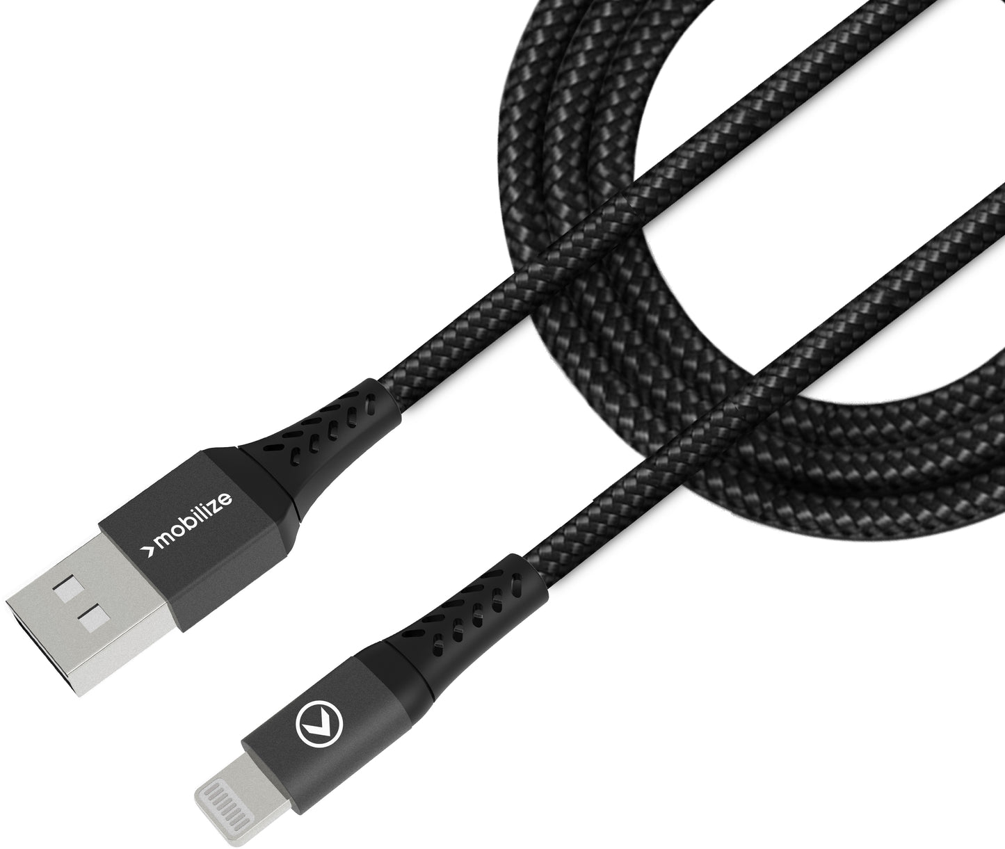 Mobilize Strong Nylon Cable Usb To Apple Mfi Lightning 1M. 12W Black