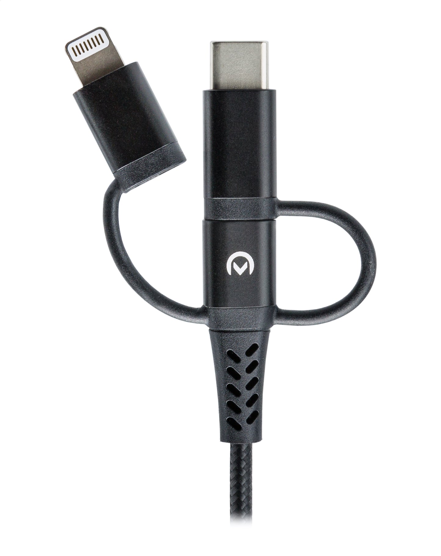 Mobilize Strong Nylon Cable 3In1 Usb To Micro Usb, Usb-C, Apple Mfi Lightning 1.5M Black