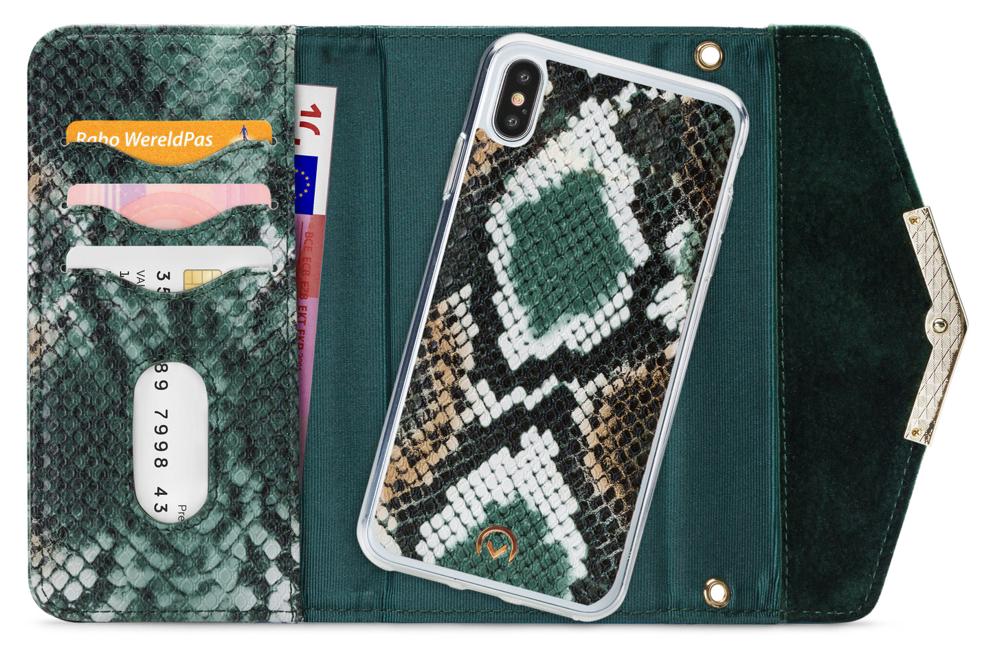 Mobilize 2In1 Gelly Velvet Clutch For Apple Iphone X/Xs Green Snake