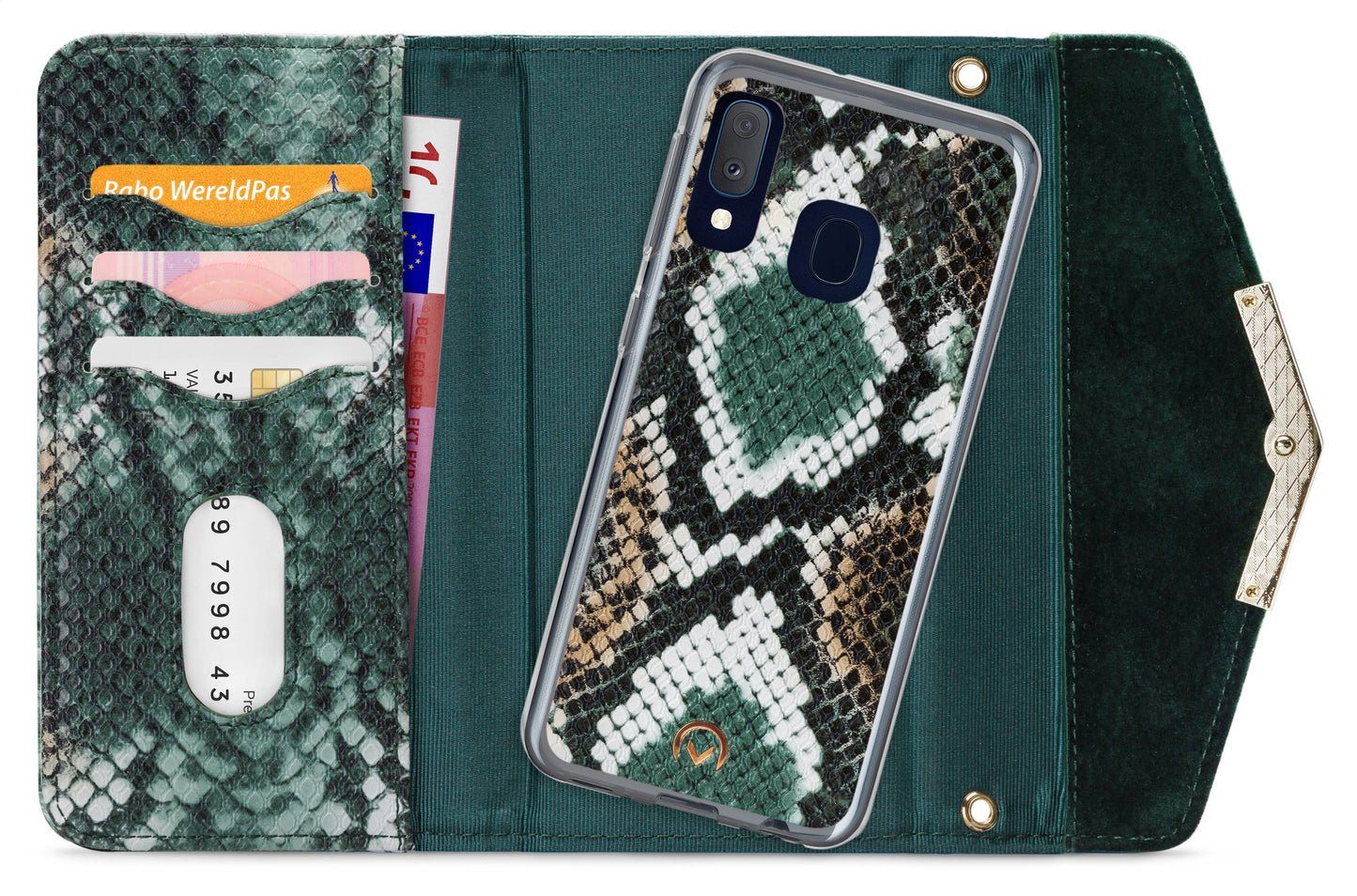 Mobilize 2In1 Gelly Velvet Clutch For Samsung Galaxy A20E Green Snake