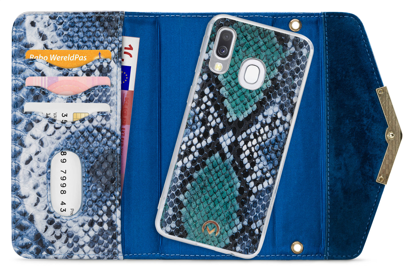 Mobilize 2In1 Gelly Velvet Clutch For Samsung Galaxy A40 Royal Blue Snake
