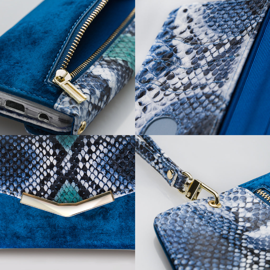 Mobilize 2In1 Gelly Velvet Clutch For Samsung Galaxy A40 Royal Blue Snake