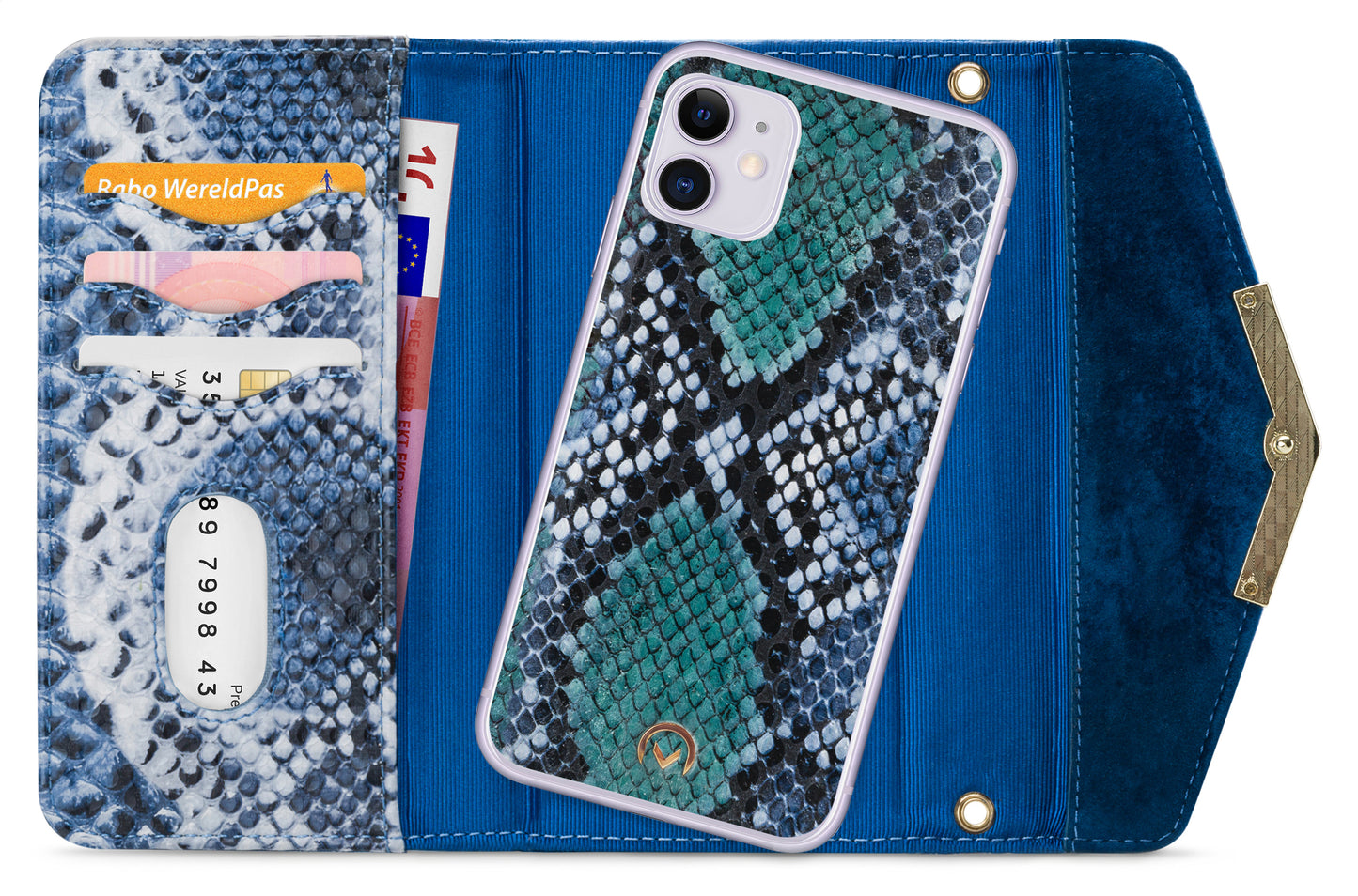Mobilize 2In1 Gelly Velvet Clutch For Apple Iphone 11 Royal Blue Snake