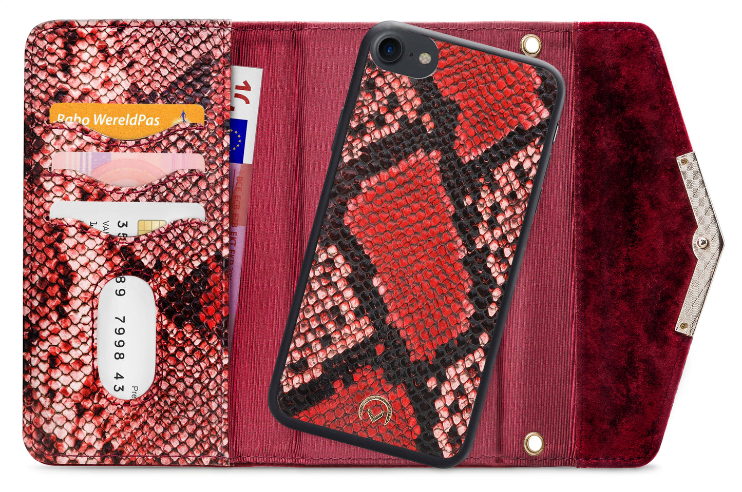 Mobilize 2In1 Gelly Velvet Clutch For Apple Iphone 6/6S/7/8/Se (2020/2022) Red Snake