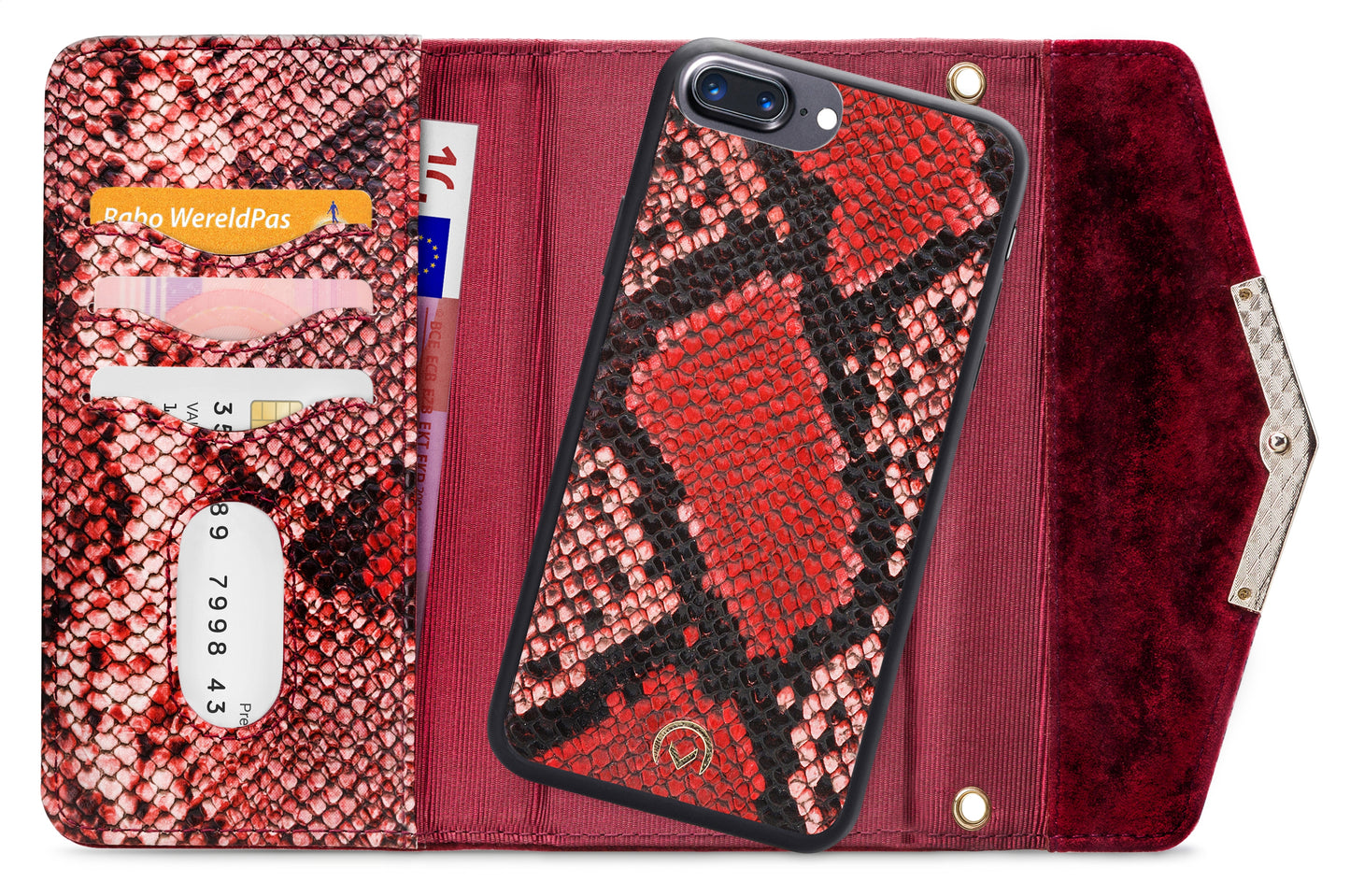 Mobilize 2In1 Gelly Velvet Clutch For Apple Iphone 6 Plus/6S Plus/7 Plus/8 Plus Red Snake