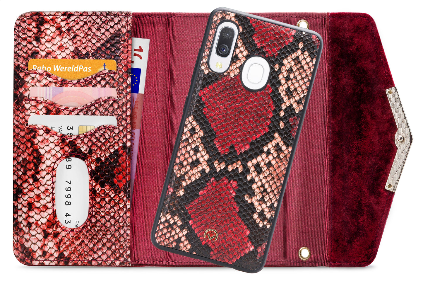 Mobilize 2In1 Gelly Velvet Clutch For Samsung Galaxy A40 Red Snake