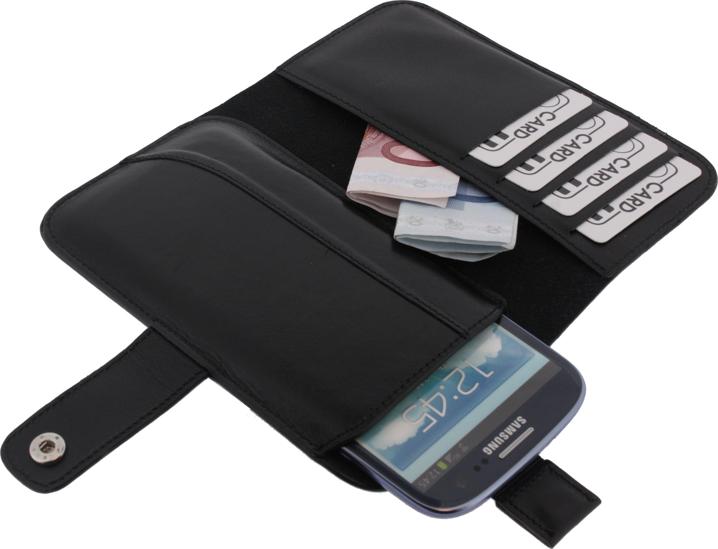 Senza Leather Wallet Slide Case Black Size Xxl