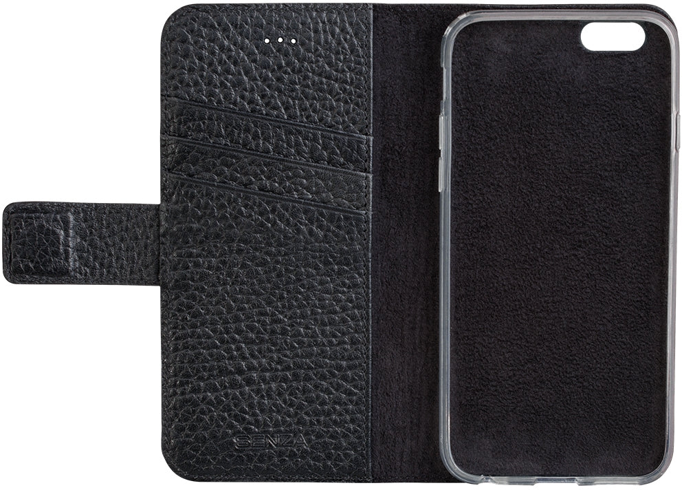 Senza Exquisite Leather Wallet Apple Iphone 5/5S/Se Intense Black