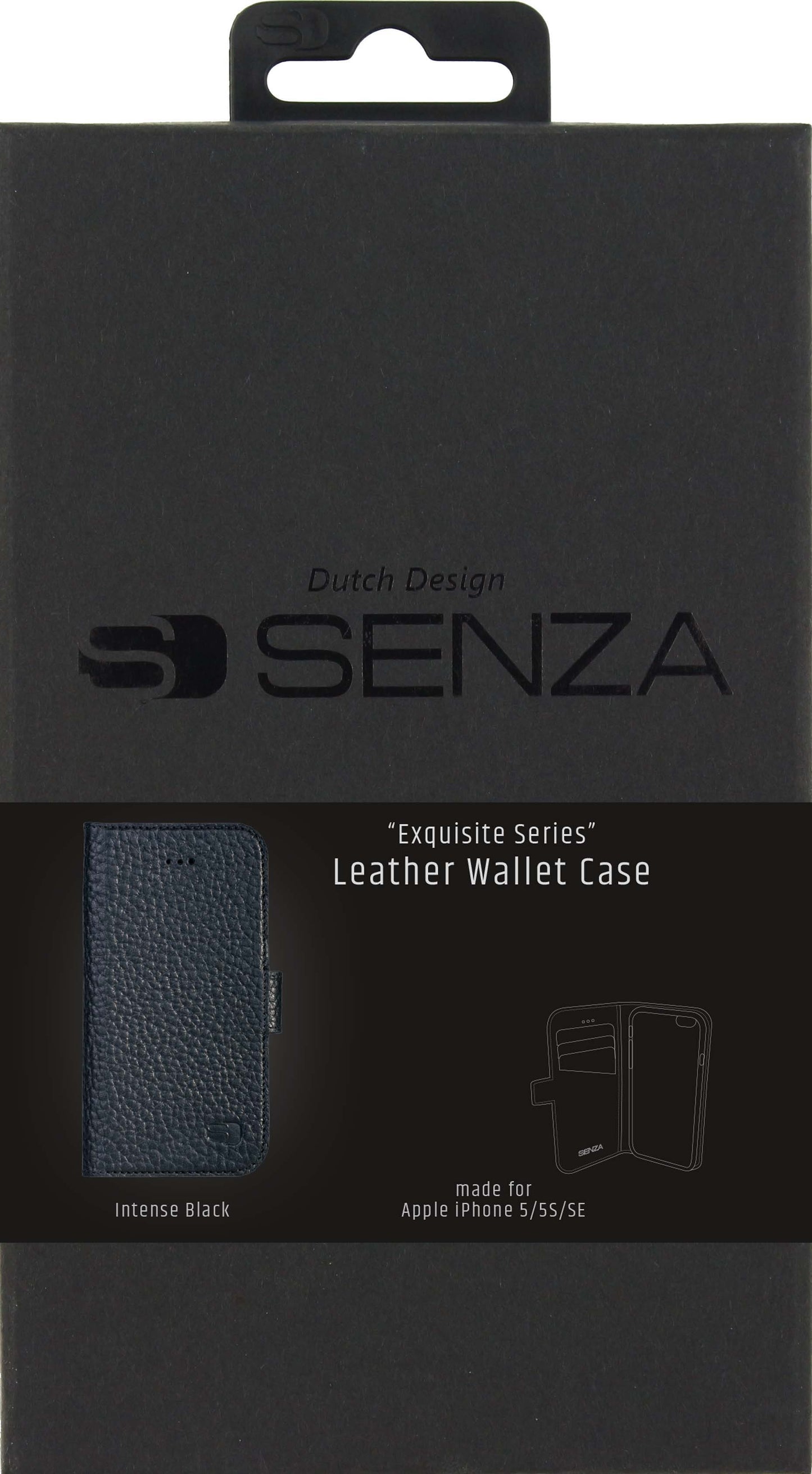 Senza Exquisite Leather Wallet Apple Iphone 5/5S/Se Intense Black
