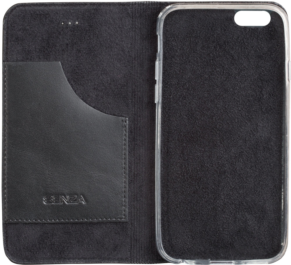 Senza Authentic Leather Booklet Apple Iphone 6/6S Pure Black