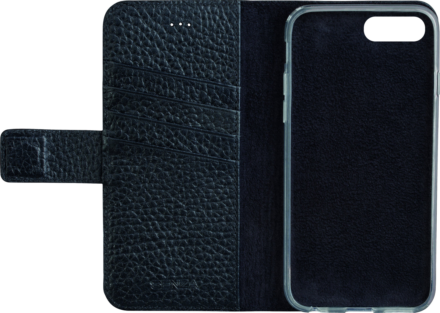 Senza Exquisite Leather Wallet Apple Iphone 7 Plus/8 Plus Intense Black