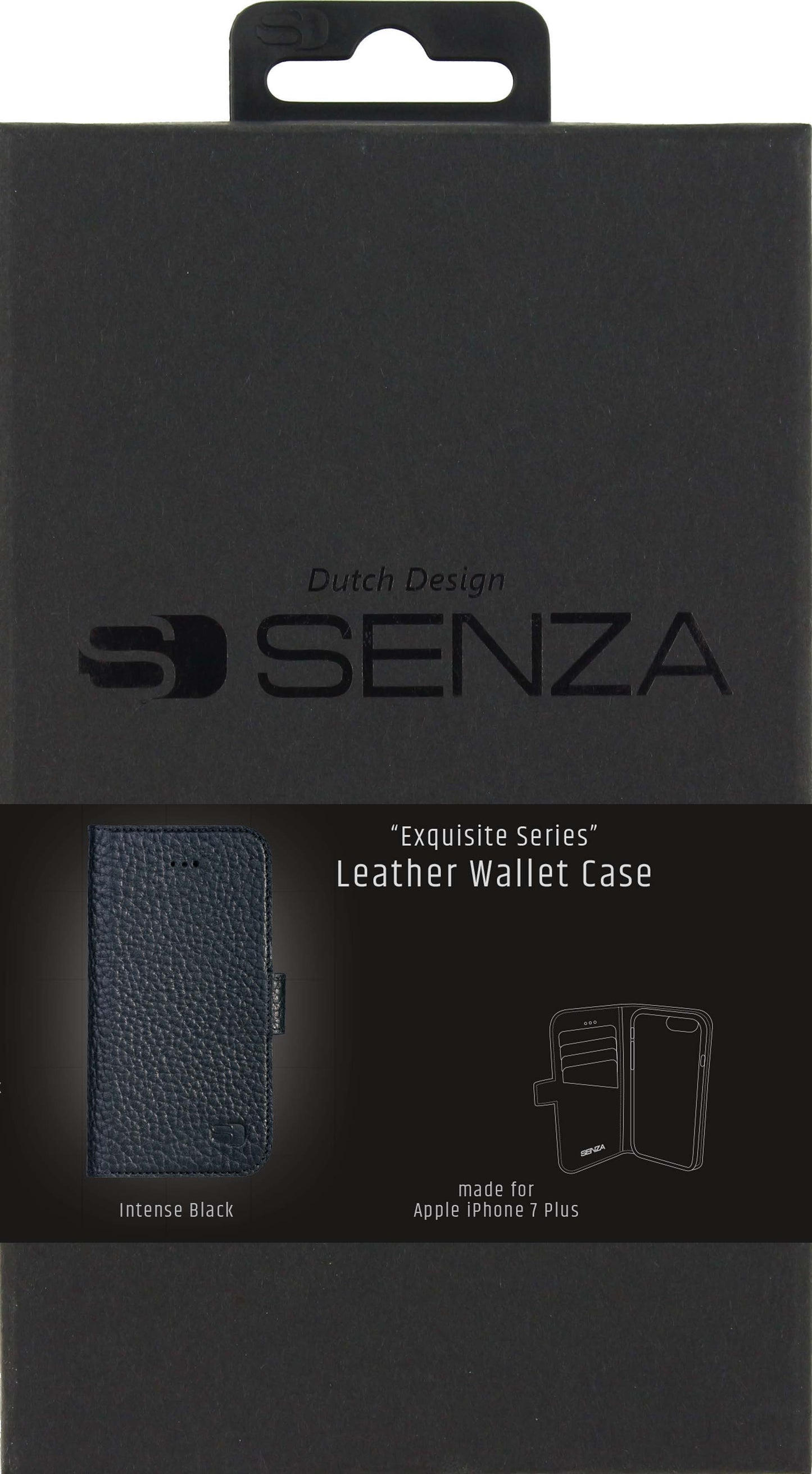 Senza Exquisite Leather Wallet Apple Iphone 7 Plus/8 Plus Intense Black