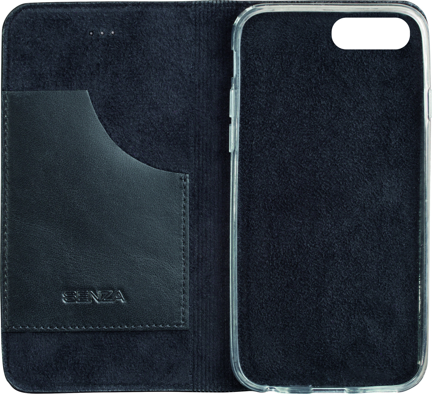 Senza Authentic Leather Booklet Apple Iphone 7 Plus/8 Plus Pure Black
