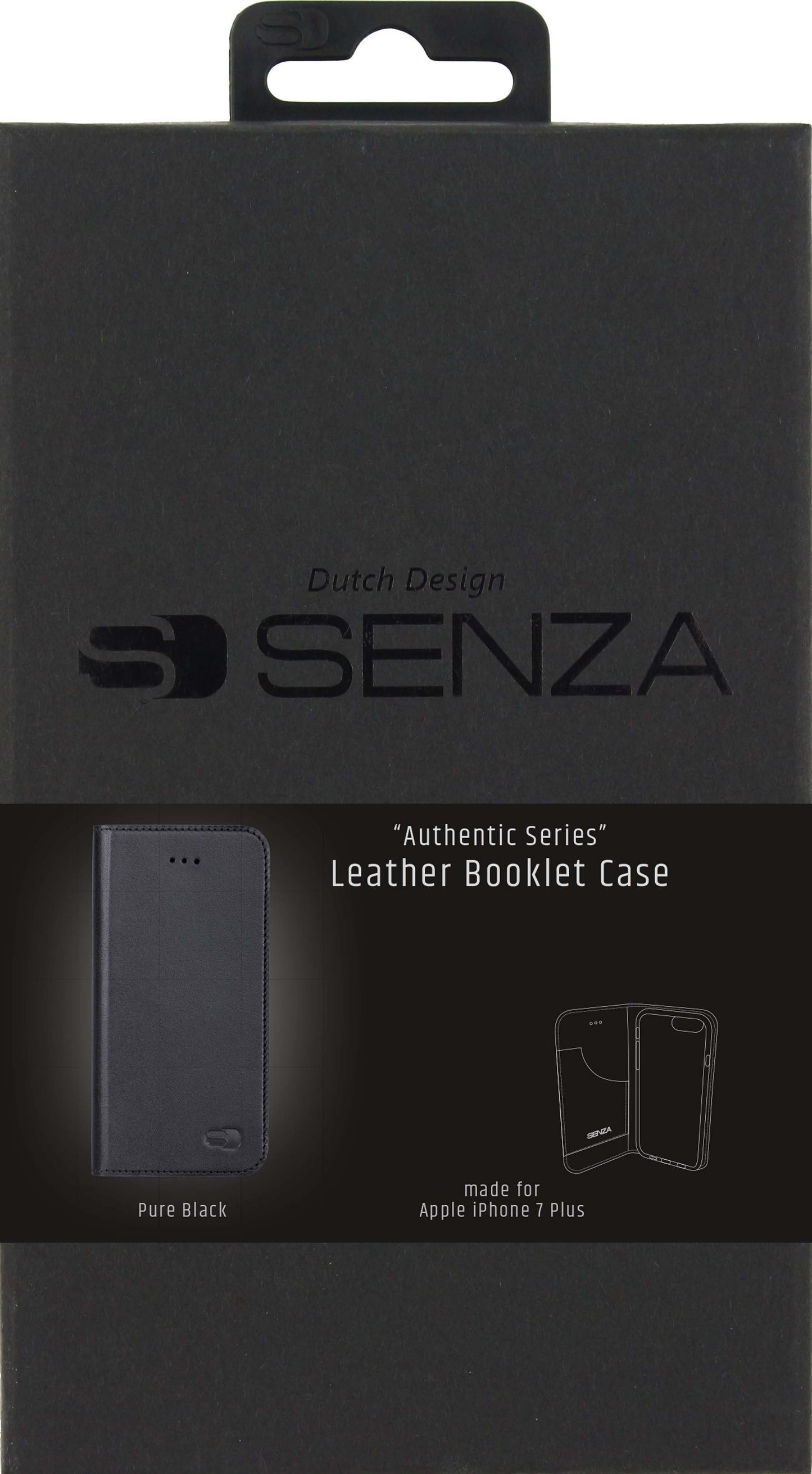 Senza Authentic Leather Booklet Apple Iphone 7 Plus/8 Plus Pure Black