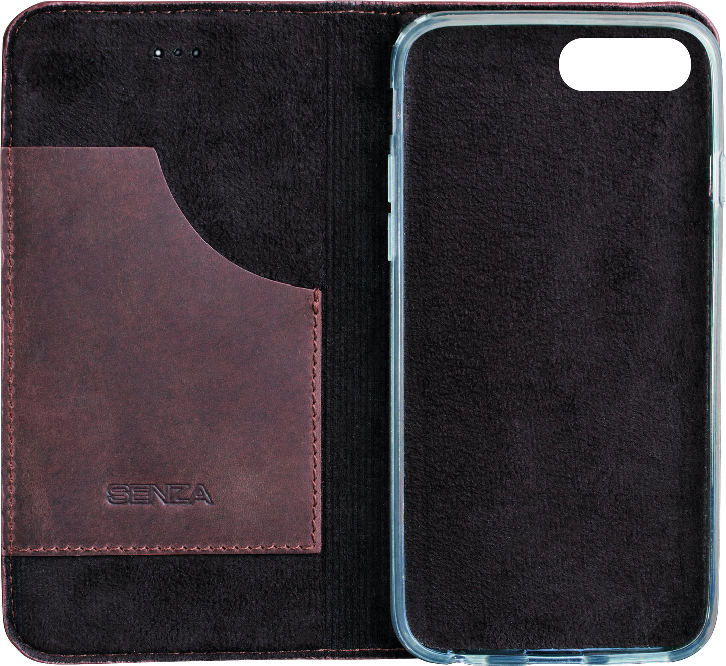 Senza Raw Leather Booklet Apple Iphone 7 Plus/8 Plus Chestnut Brown