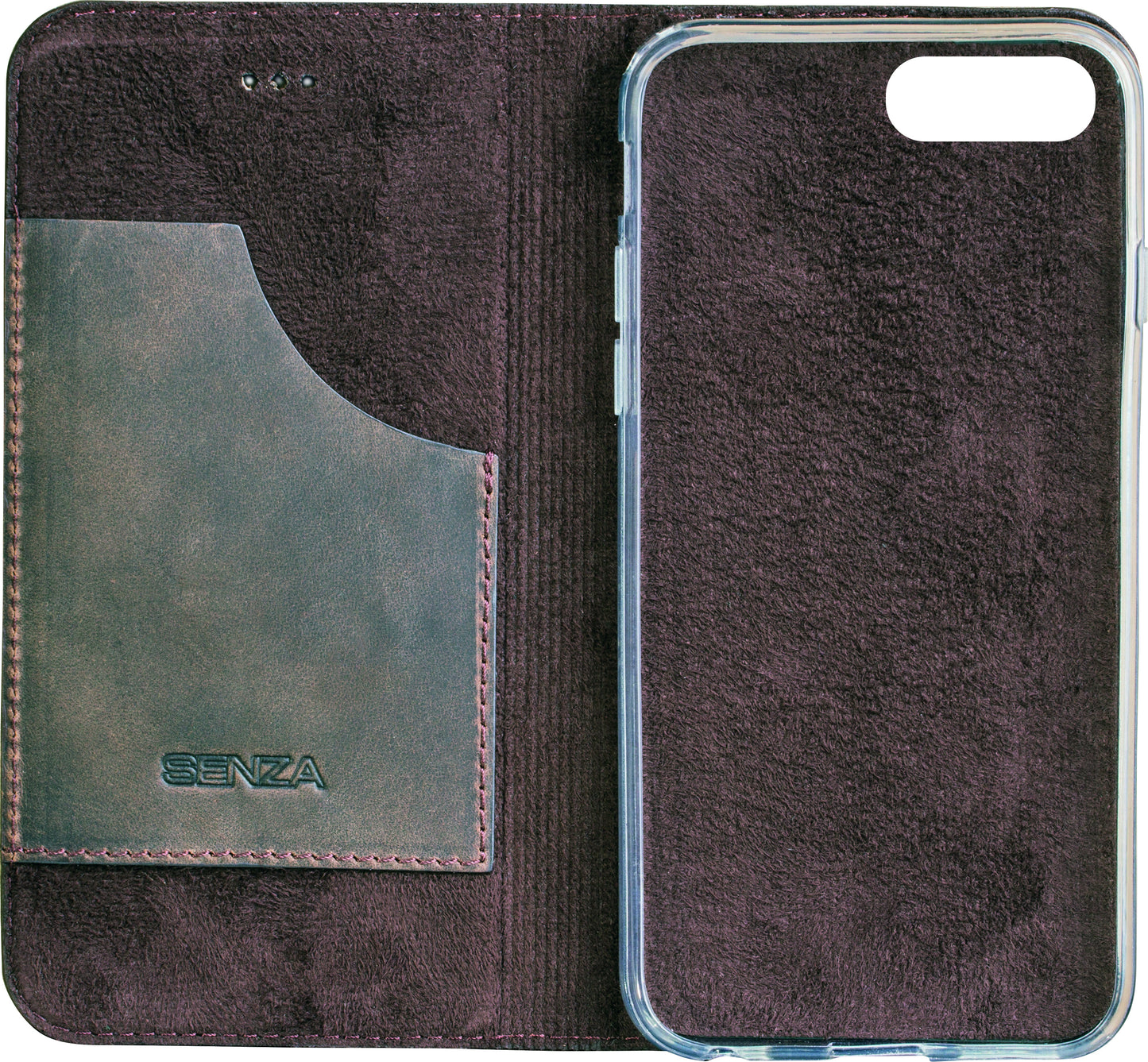 Senza Raw Leather Booklet Apple Iphone 7 Plus/8 Plus Walnut Brown