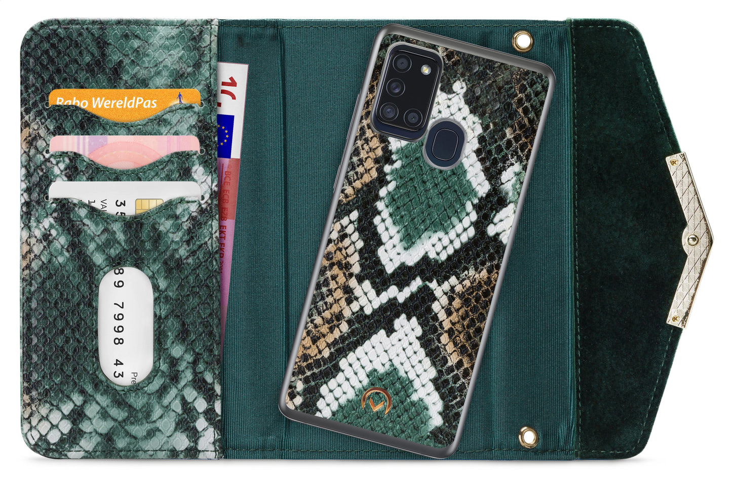 Mobilize 2In1 Gelly Velvet Clutch For Samsung Galaxy A21S Green Snake