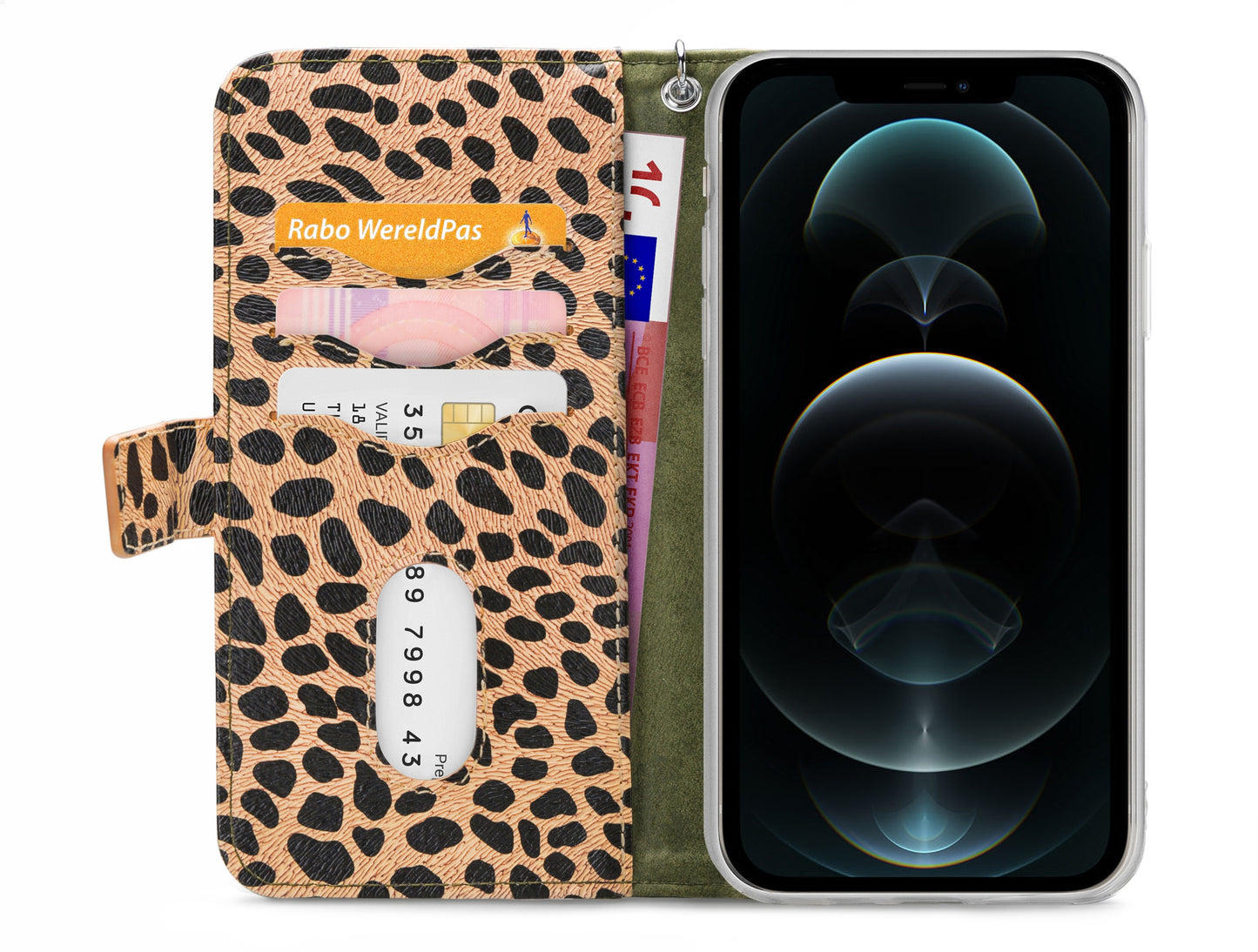 Mobilize 2In1 Magnet Zipper Case Apple Iphone 12 Pro Max Olive/Leopard