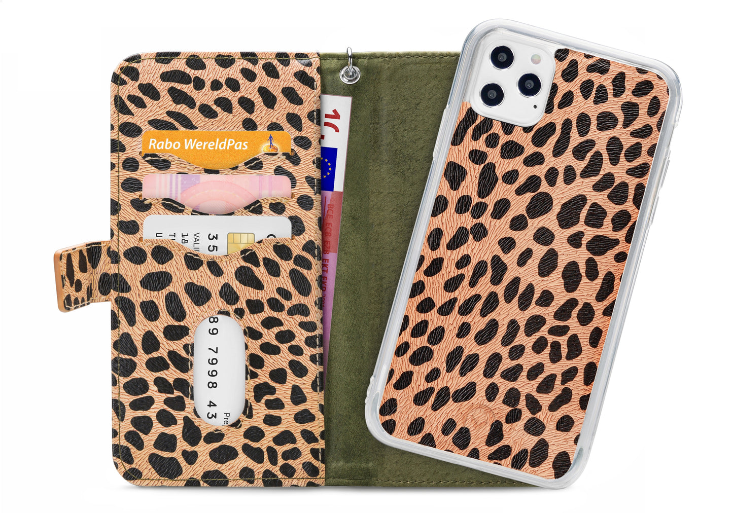 Mobilize 2In1 Magnet Zipper Case Apple Iphone 12 Pro Max Olive/Leopard