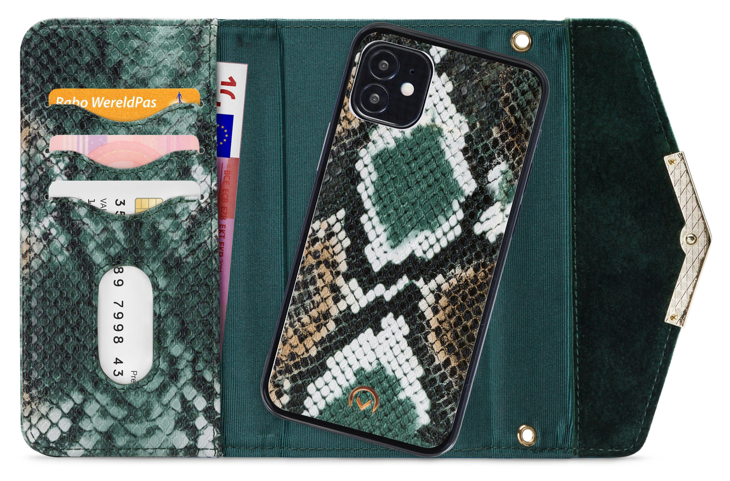 Mobilize 2In1 Gelly Velvet Clutch For Apple Iphone 12 Mini Green Snake