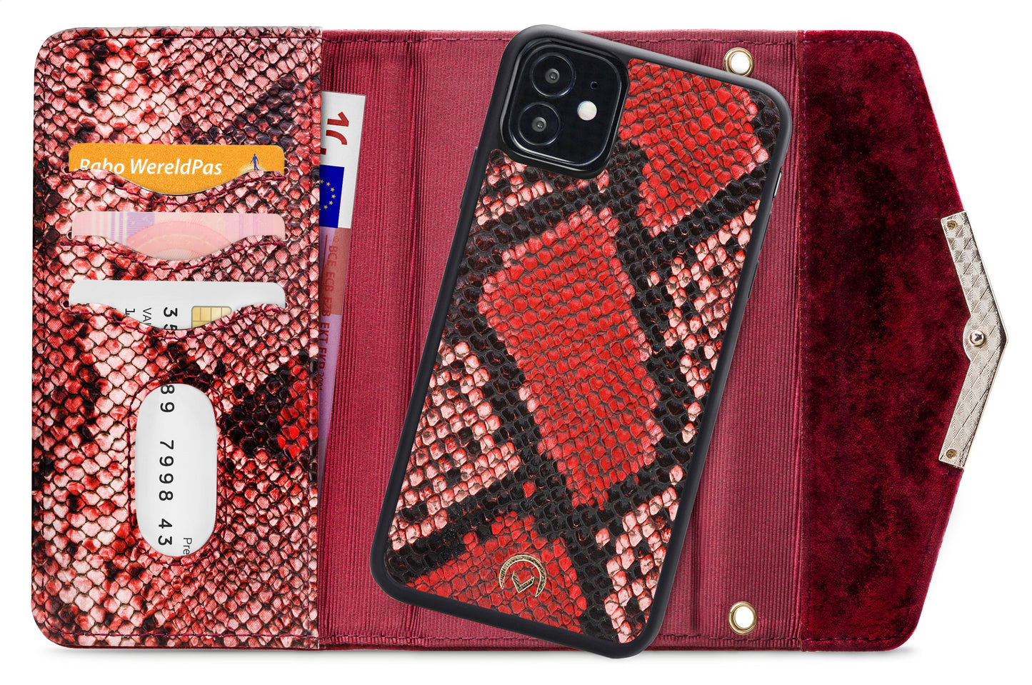 Mobilize 2In1 Gelly Velvet Clutch For Apple Iphone 12 Mini Red Snake