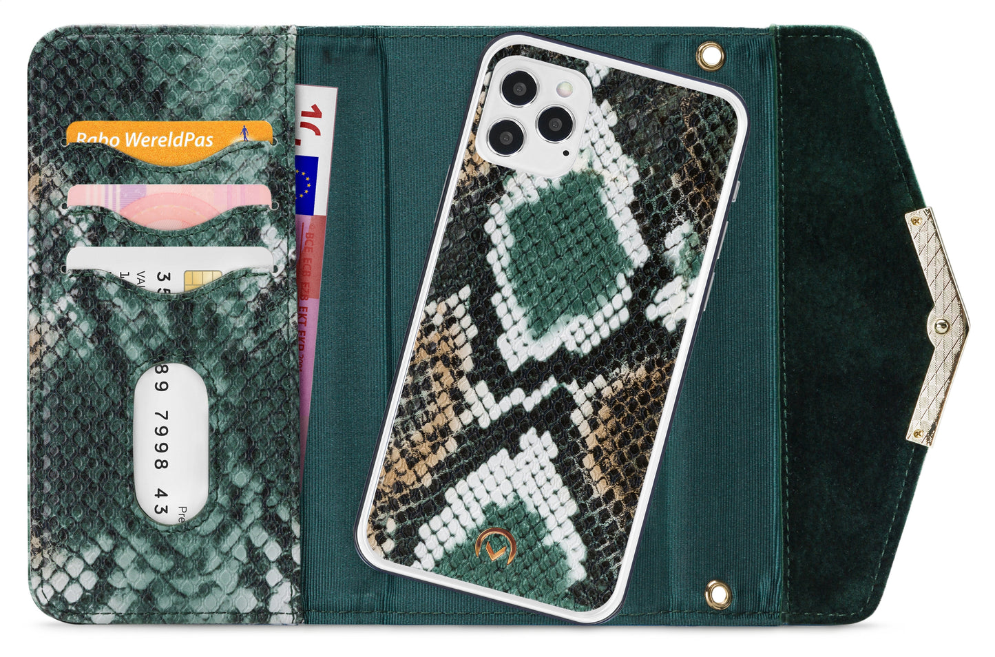 Mobilize 2In1 Gelly Velvet Clutch For Apple Iphone 12/12 Pro Green Snake