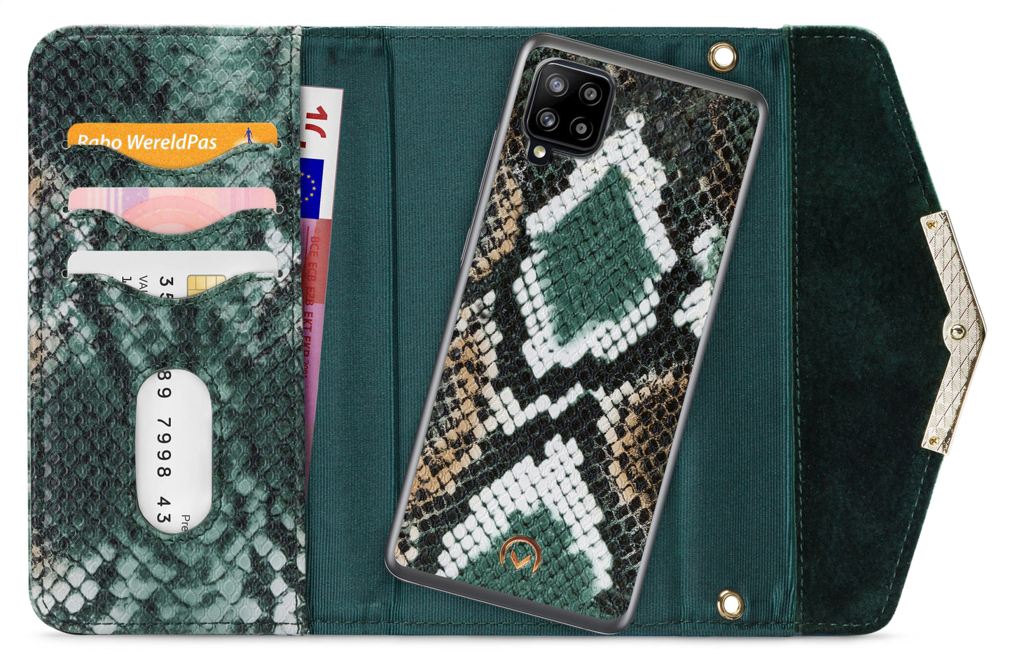 Mobilize 2In1 Gelly Velvet Clutch For Samsung Galaxy A42/A42 5G Green Snake