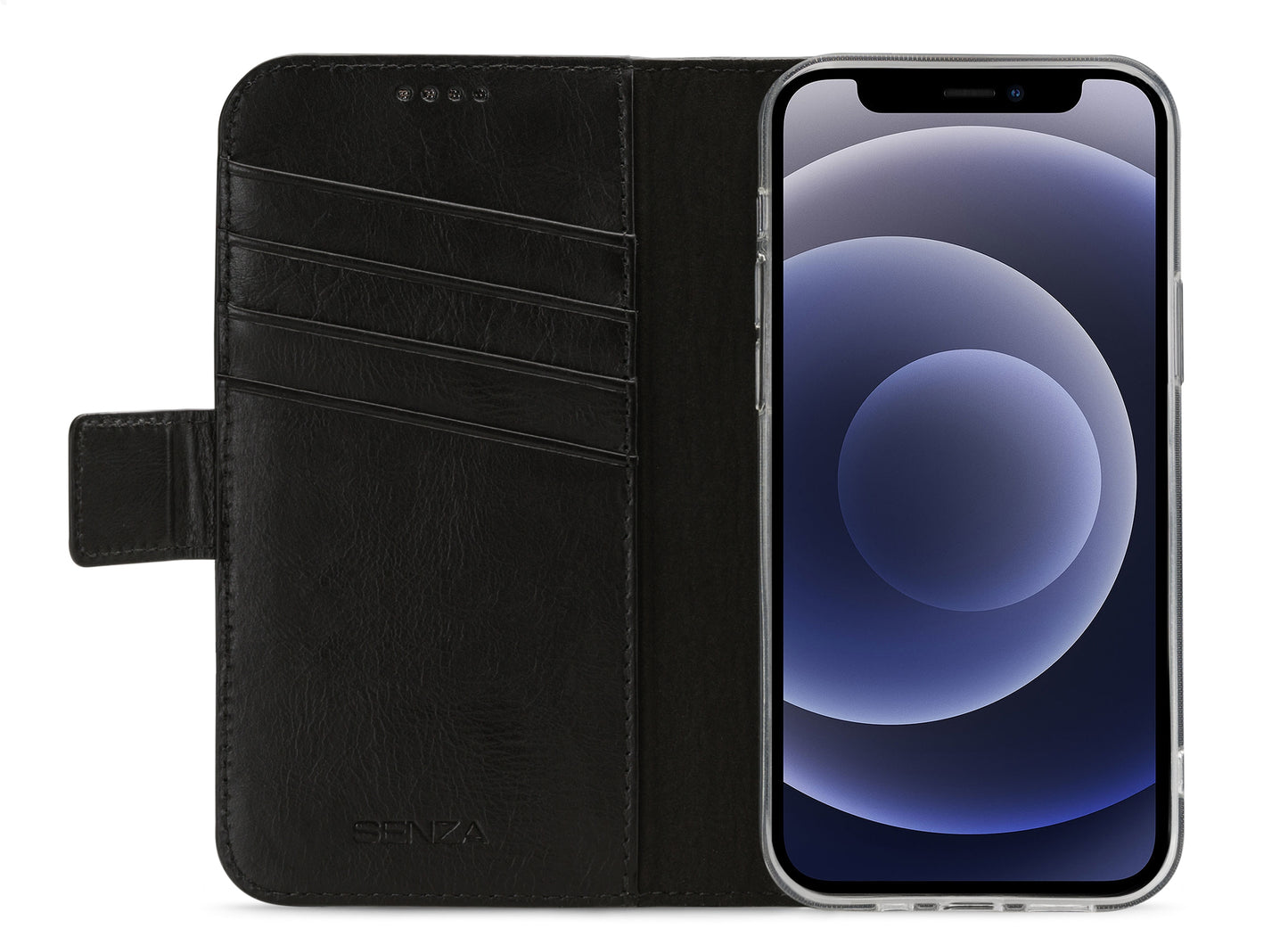 Senza Pure Leather Wallet Apple Iphone 12 Mini Deep Black