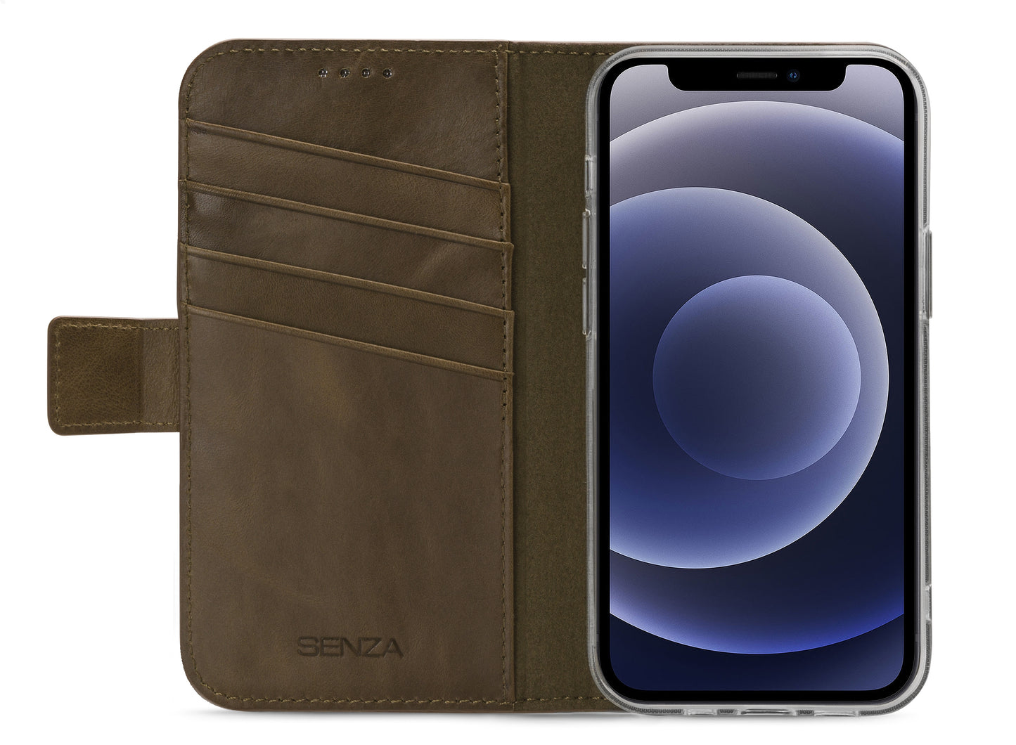 Senza Desire Leather Wallet Apple Iphone 12 Mini Burned Olive