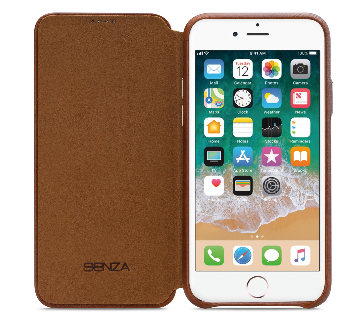 Senza Desire Skinny Leather Booklet Apple Iphone 6/6S Burned Cognac