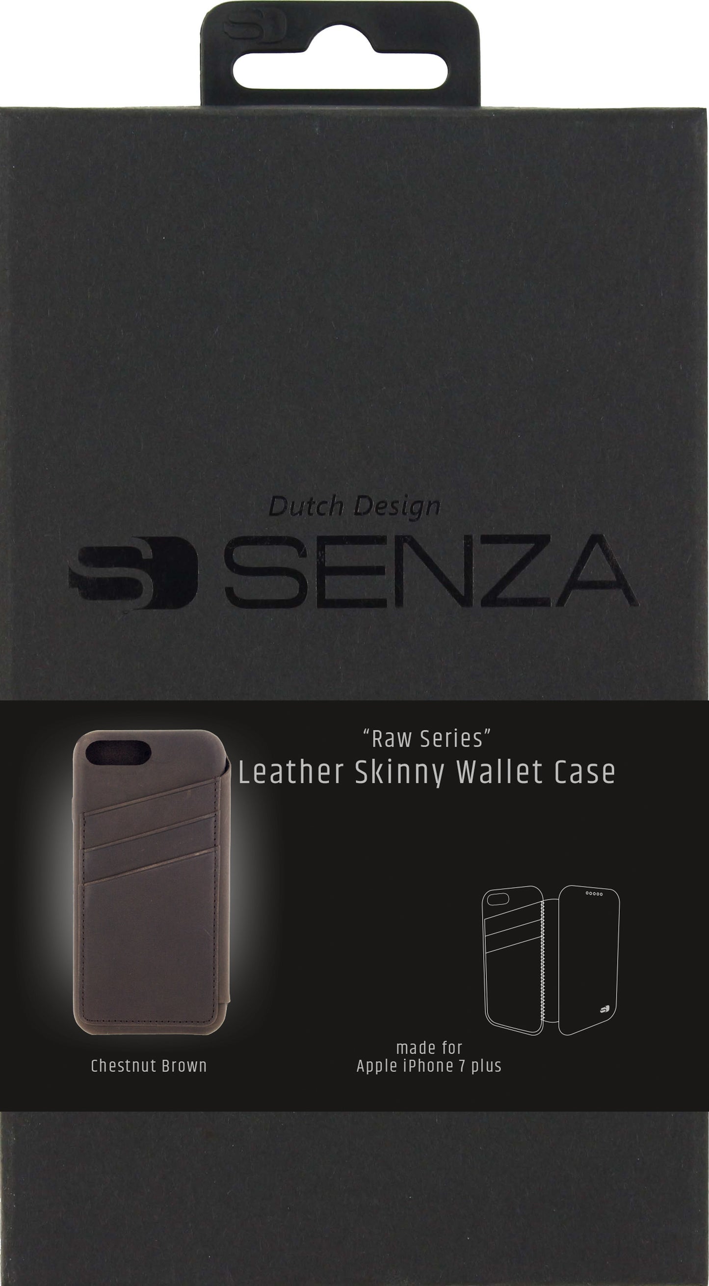 Senza Raw Skinny Leather Wallet Apple Iphone 7 Plus/8 Plus Chestnut Brown