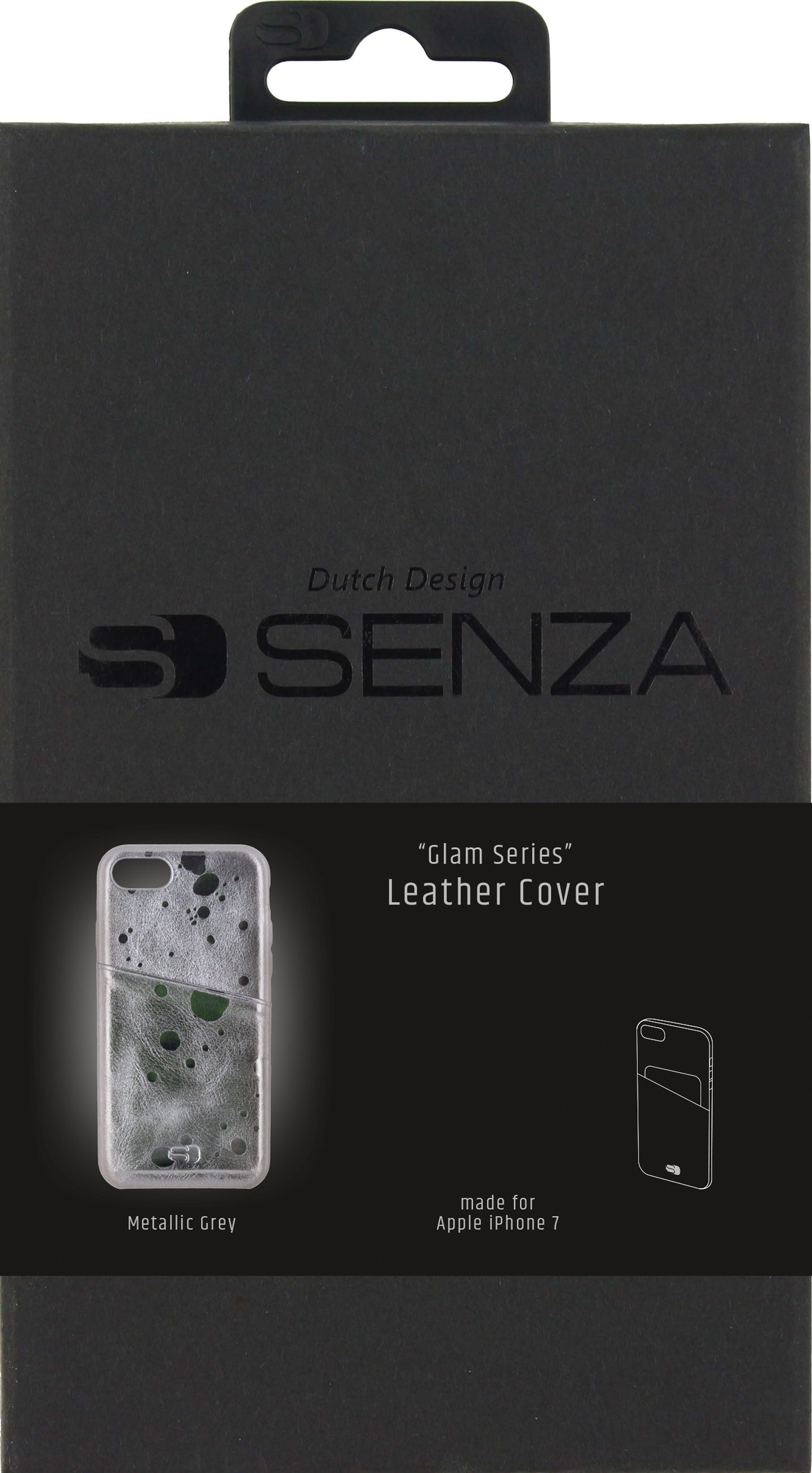 Senza Glam Leather Cover With Card Slot Apple Iphone 7/8/Se (2020/2022) Metallic Grey