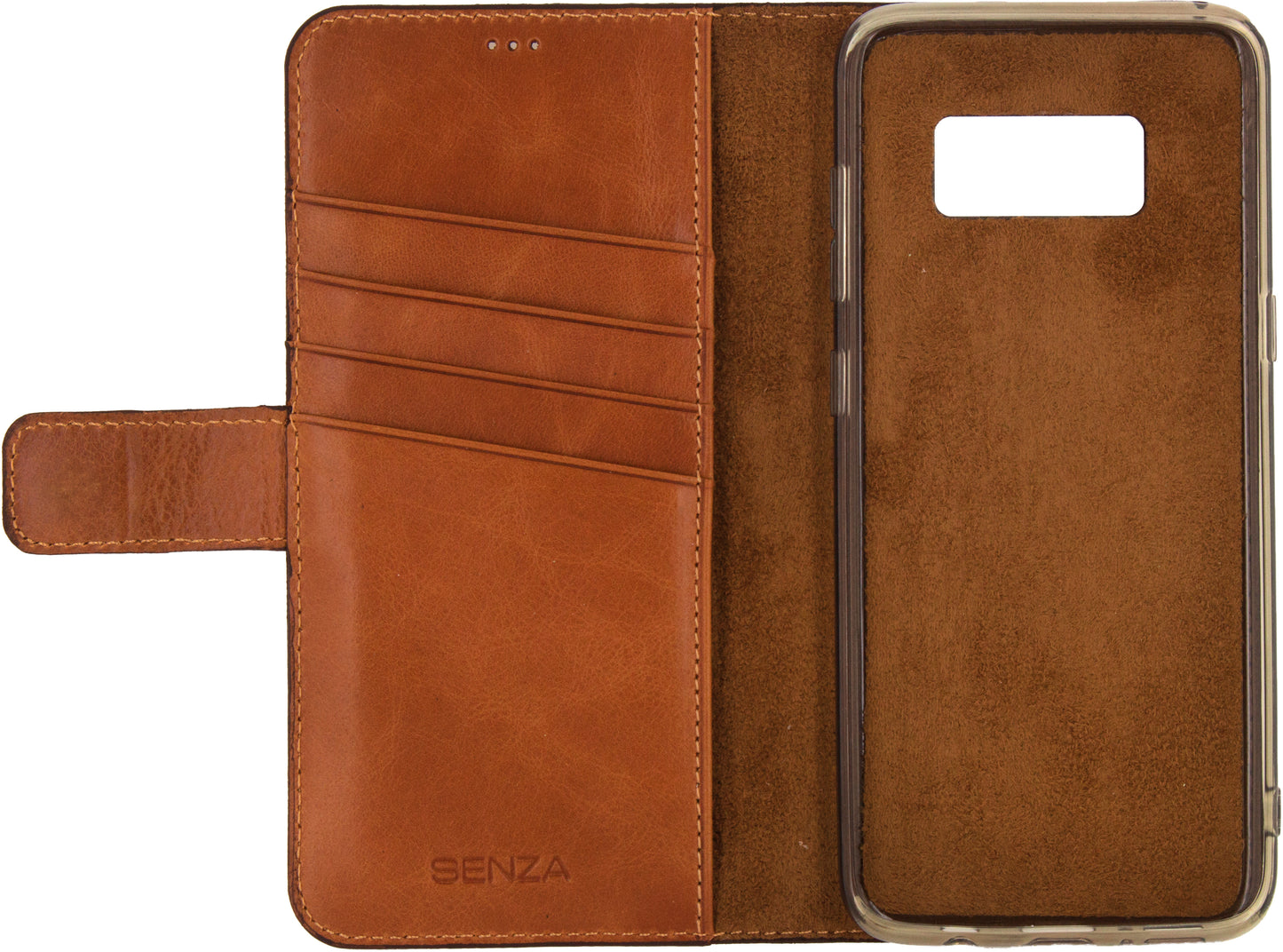 Senza Desire Leather Wallet Samsung Galaxy S8+ Burned Cognac