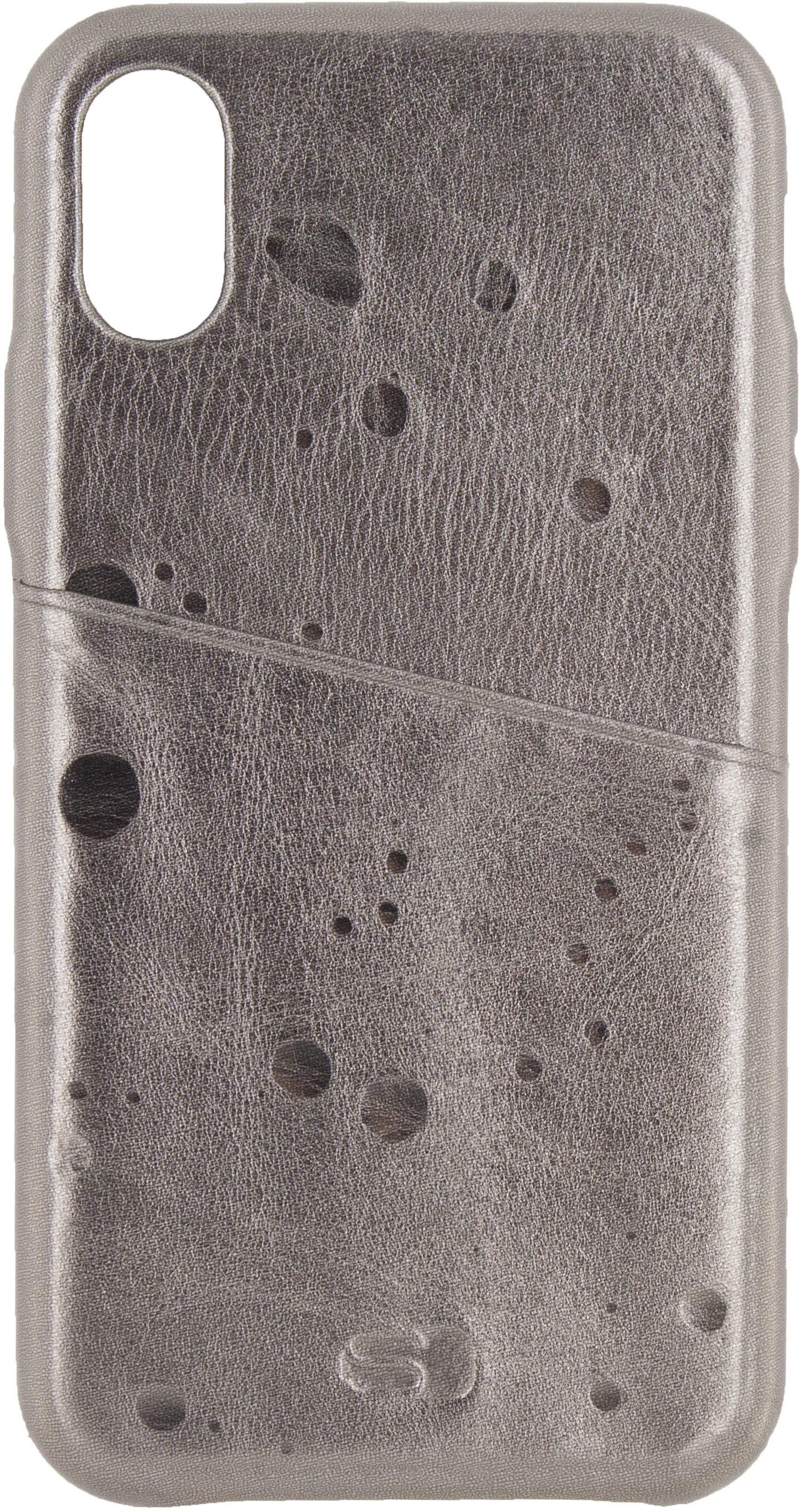 Senza Glam Leather Cover With Card Slot Apple Iphone X/Xs Metallic Grey