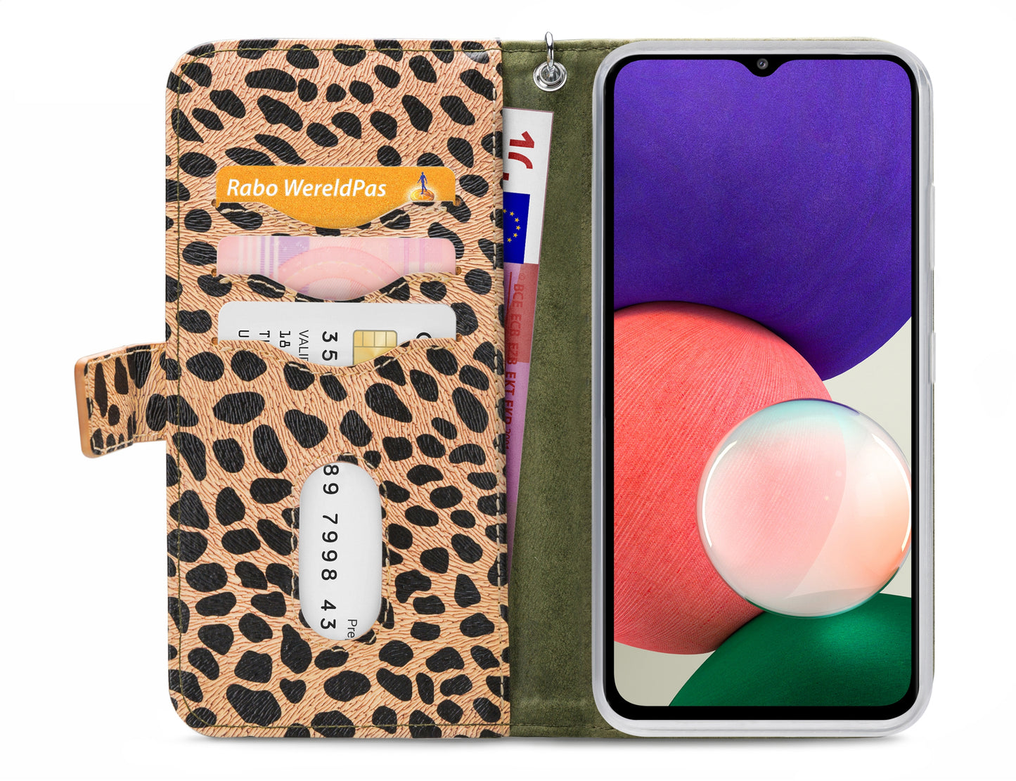 Mobilize 2In1 Magnet Zipper Case Samsung Galaxy A22 5G Olive/Leopard