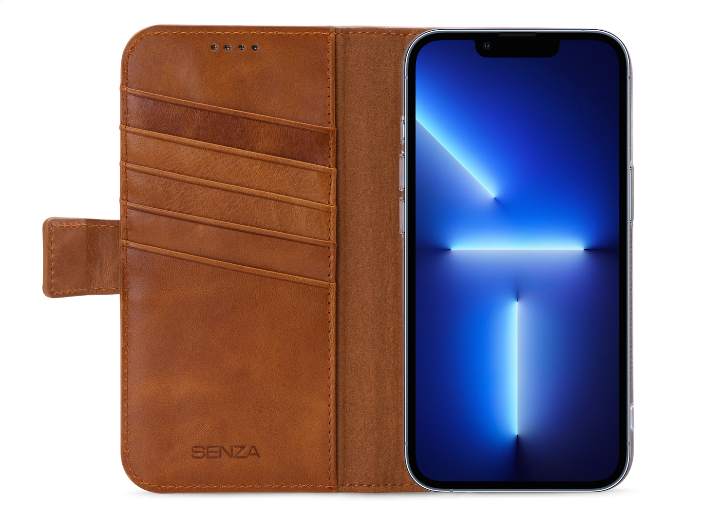 Senza Desire Leather Wallet Apple Iphone 13 Pro Burned Cognac