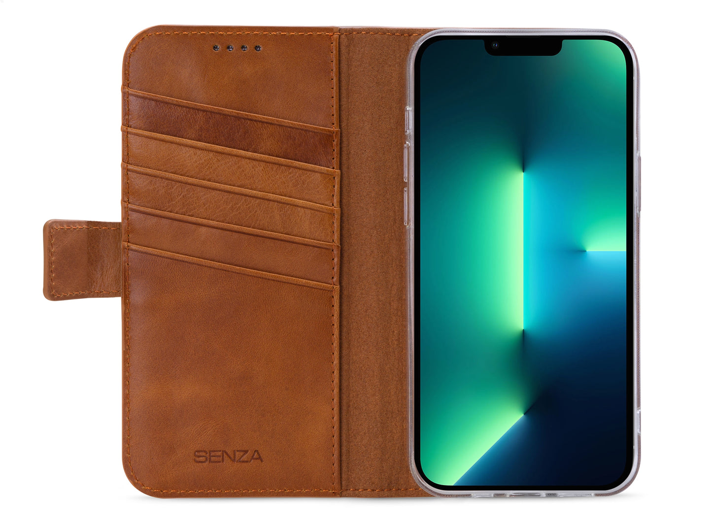 Senza Desire Leather Wallet Apple Iphone 13 Pro Max Burned Cognac