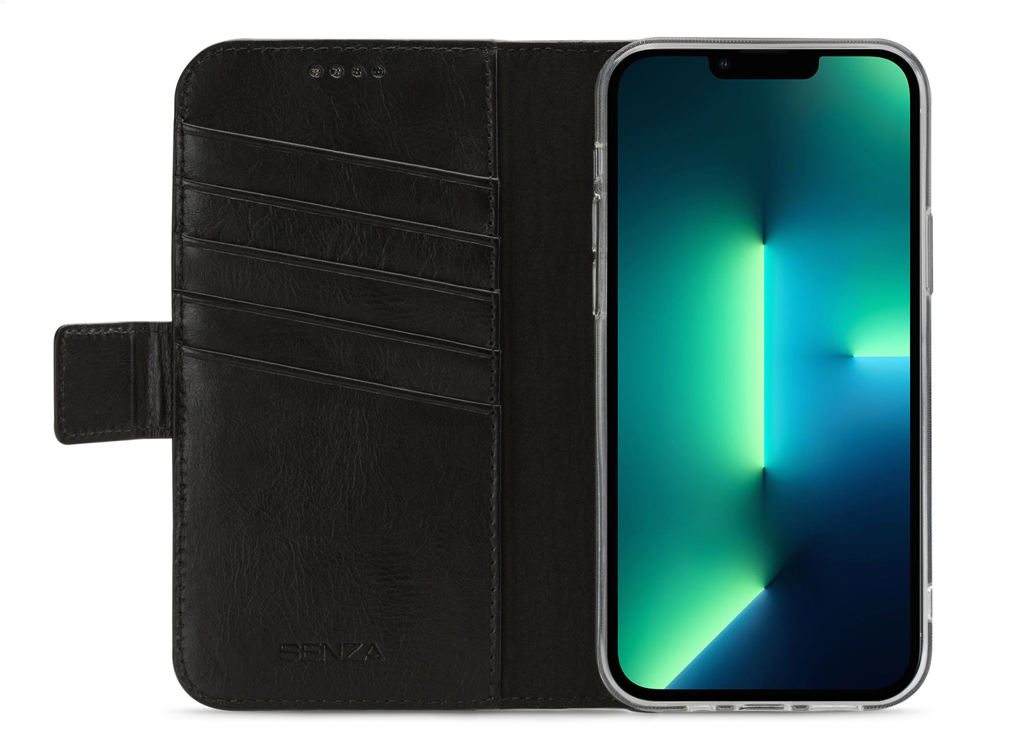 Senza Pure Leather Wallet Apple Iphone 13 Pro Max Deep Black