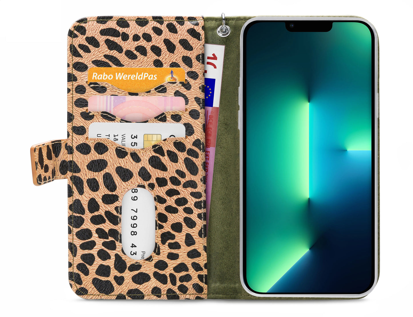 Mobilize 2In1 Magnet Zipper Case Apple Iphone 13 Pro Max Olive/Leopard