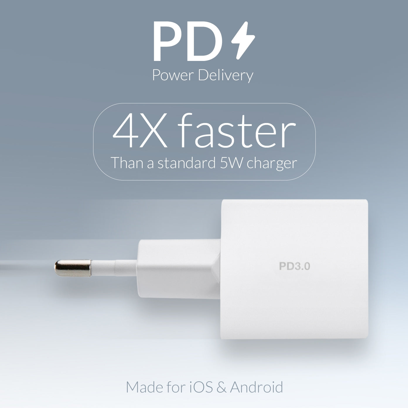 Mobilize Wall Charger Usb-C 20W With Pd + Mfi Lightning Nylon Cable 1.2M White