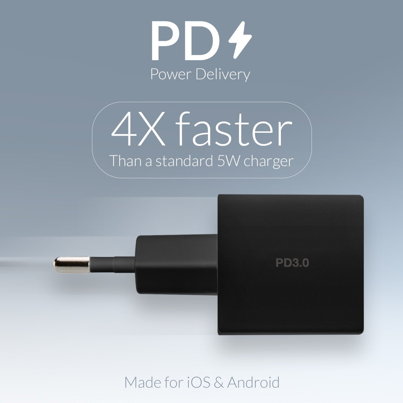 Mobilize Wall Charger Usb-C 20W With Pd + Mfi Lightning Nylon Cable 1.2M Black