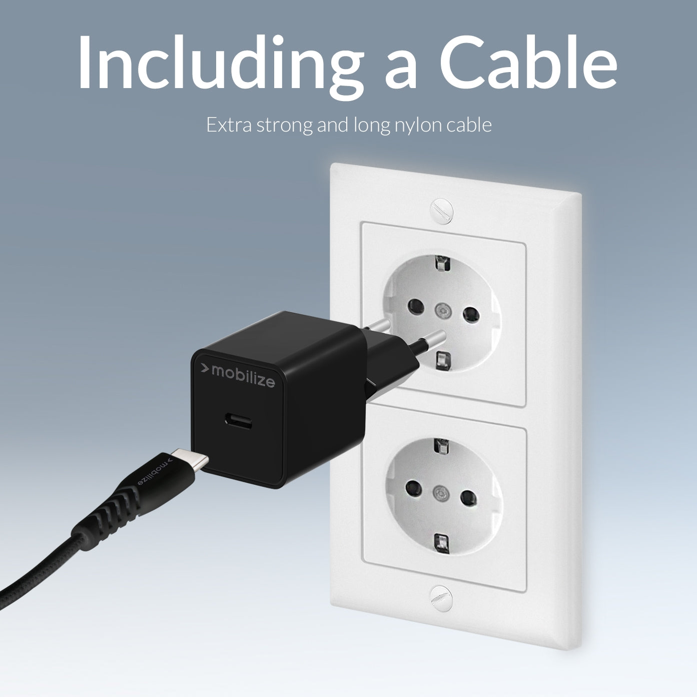 Mobilize Wall Charger Usb-C 20W With Pd + Mfi Lightning Nylon Cable 1.2M Black