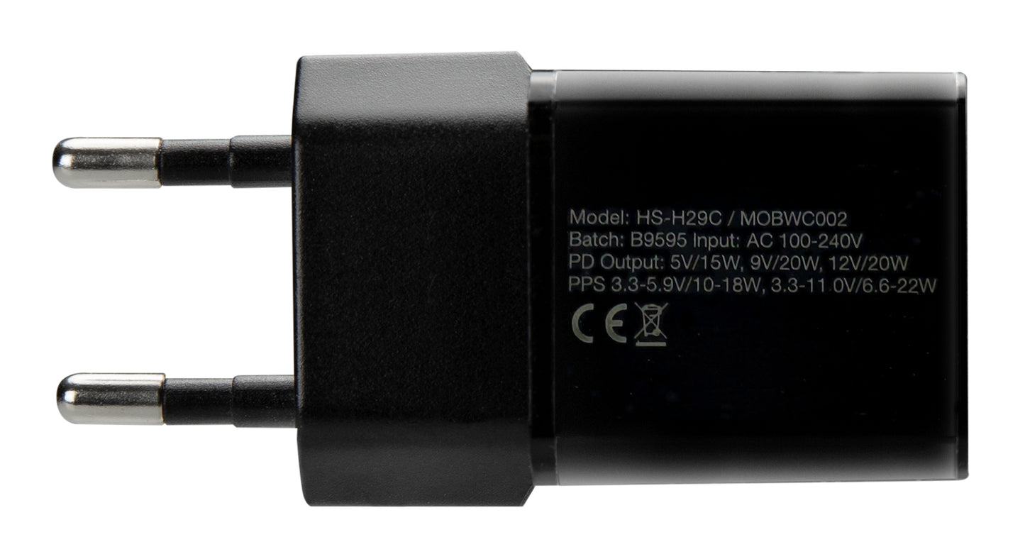 Mobilize Wall Charger Usb-C 20W With Pd + Mfi Lightning Nylon Cable 1.2M Black