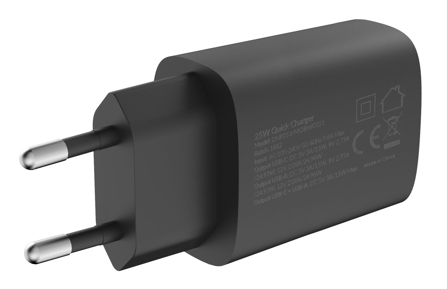 Mobilize Wall Charger Usb-C + Usb 25W With Pd/Pps Black