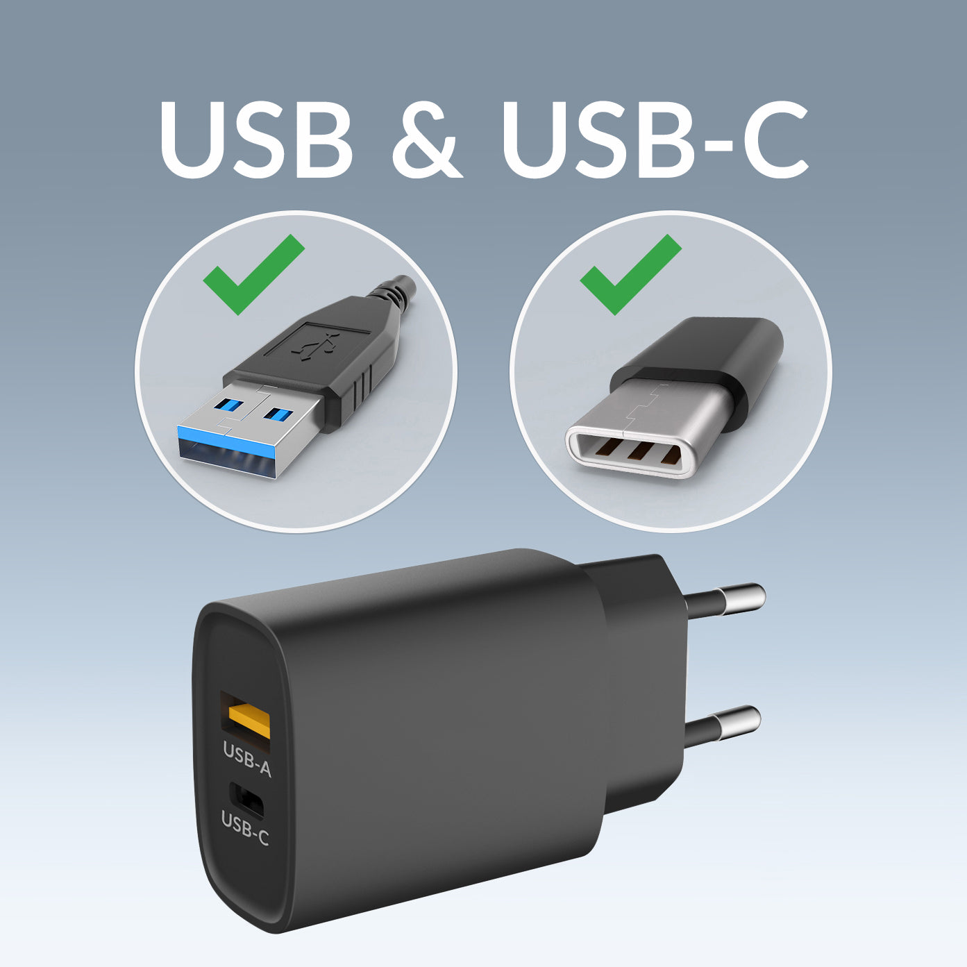 Mobilize Wall Charger Usb-C + Usb 25W With Pd/Pps Black