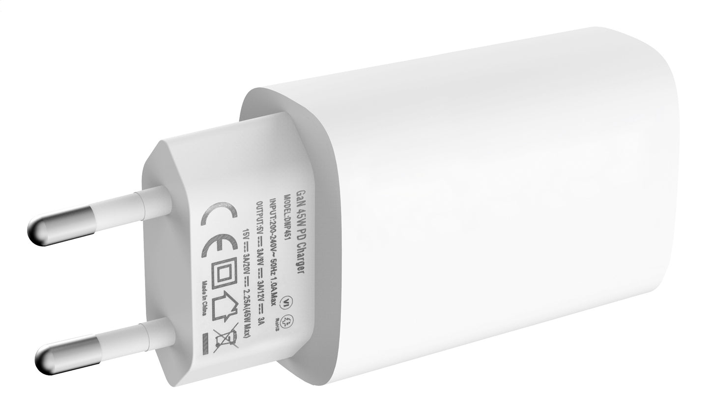 Mobilize Wall Charger 2X Usb-C Gan 45W With Pd/Pps White