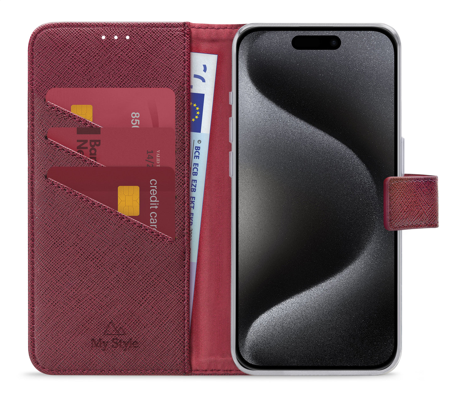My Style Flex Wallet For Apple Iphone 15 Pro Bordeaux