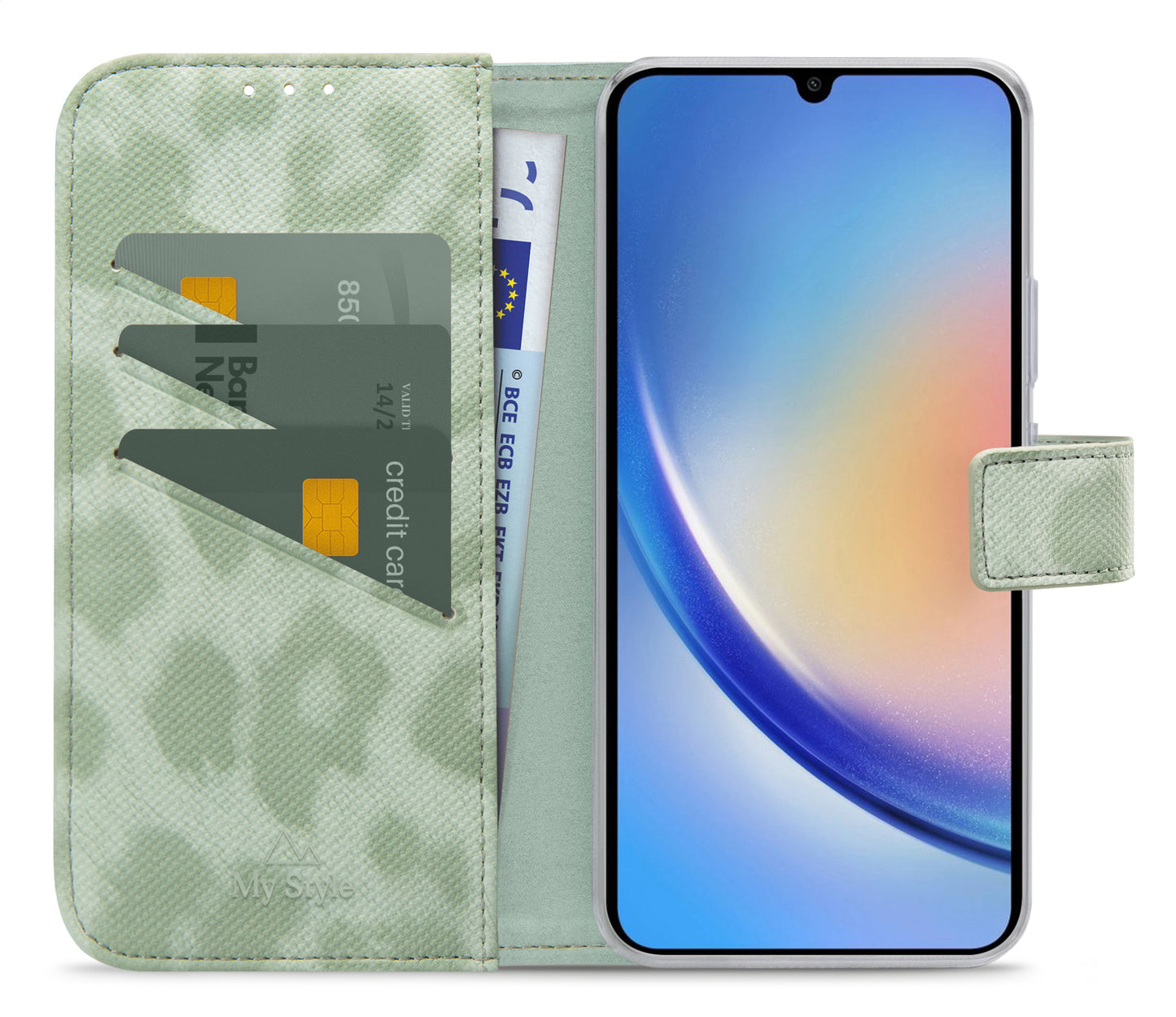 My Style Flex Wallet For Samsung Galaxy A34 5G Green Leopard
