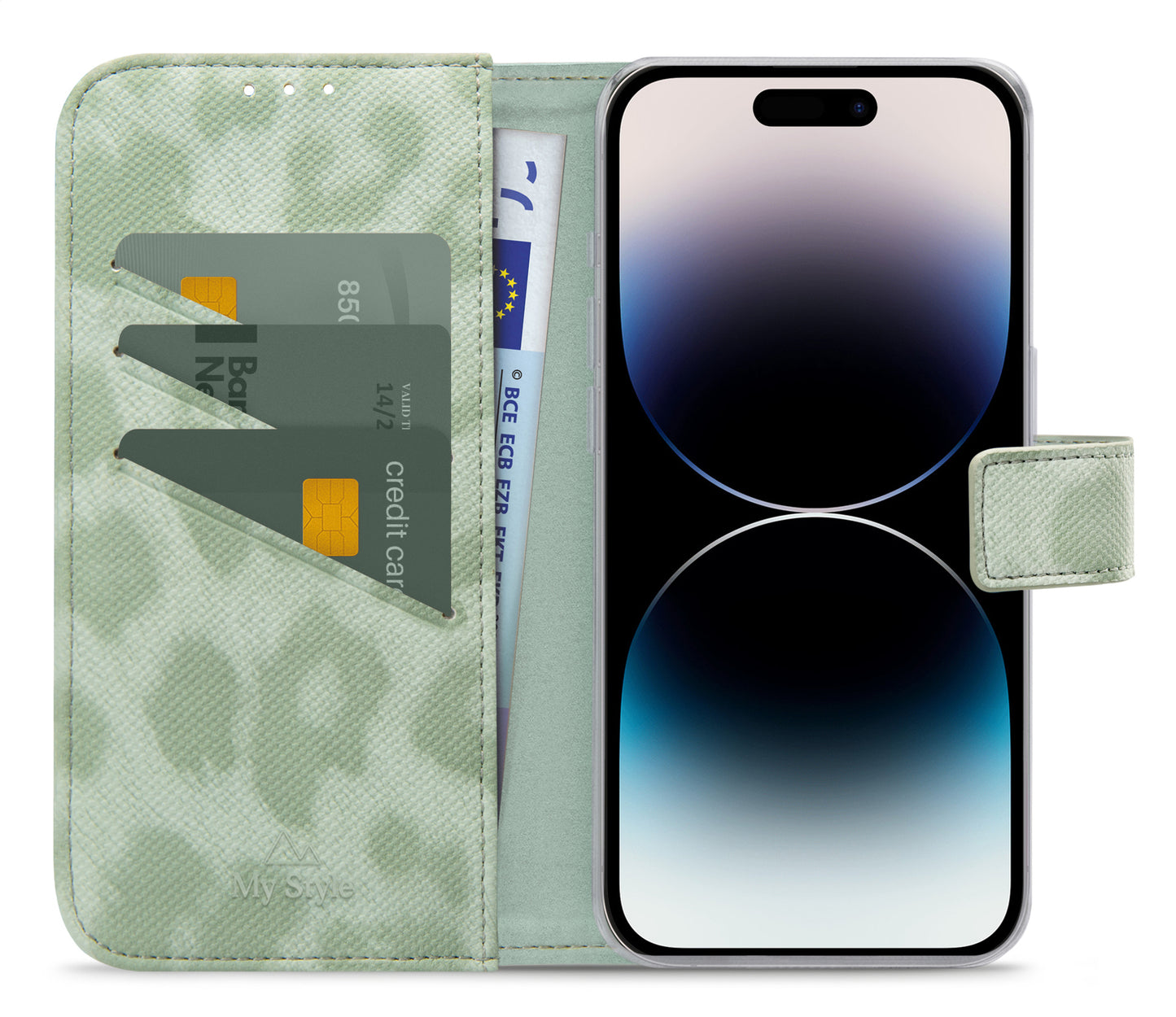 My Style Flex Wallet For Apple Iphone 14 Pro Green Leopard